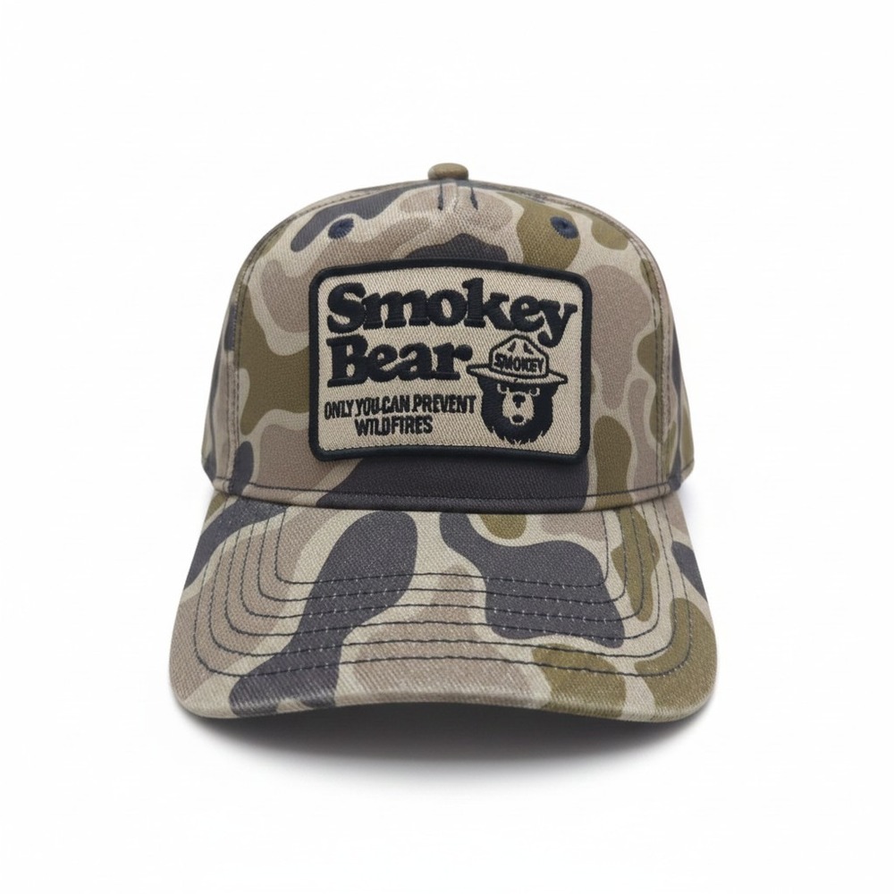 Smokey Bear Camo Snapback Hat Official Licensed Wildfire Prevention Cap Camo